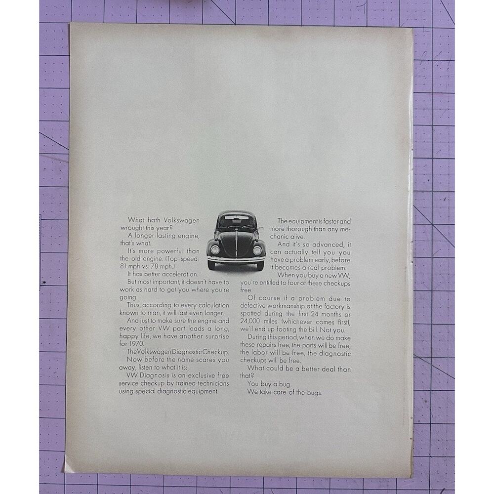 1970 Volkswagen 2-Page Print Ad 1969 Car Automobile Advertisement VW Stay Ugly - Picture 3 of 3